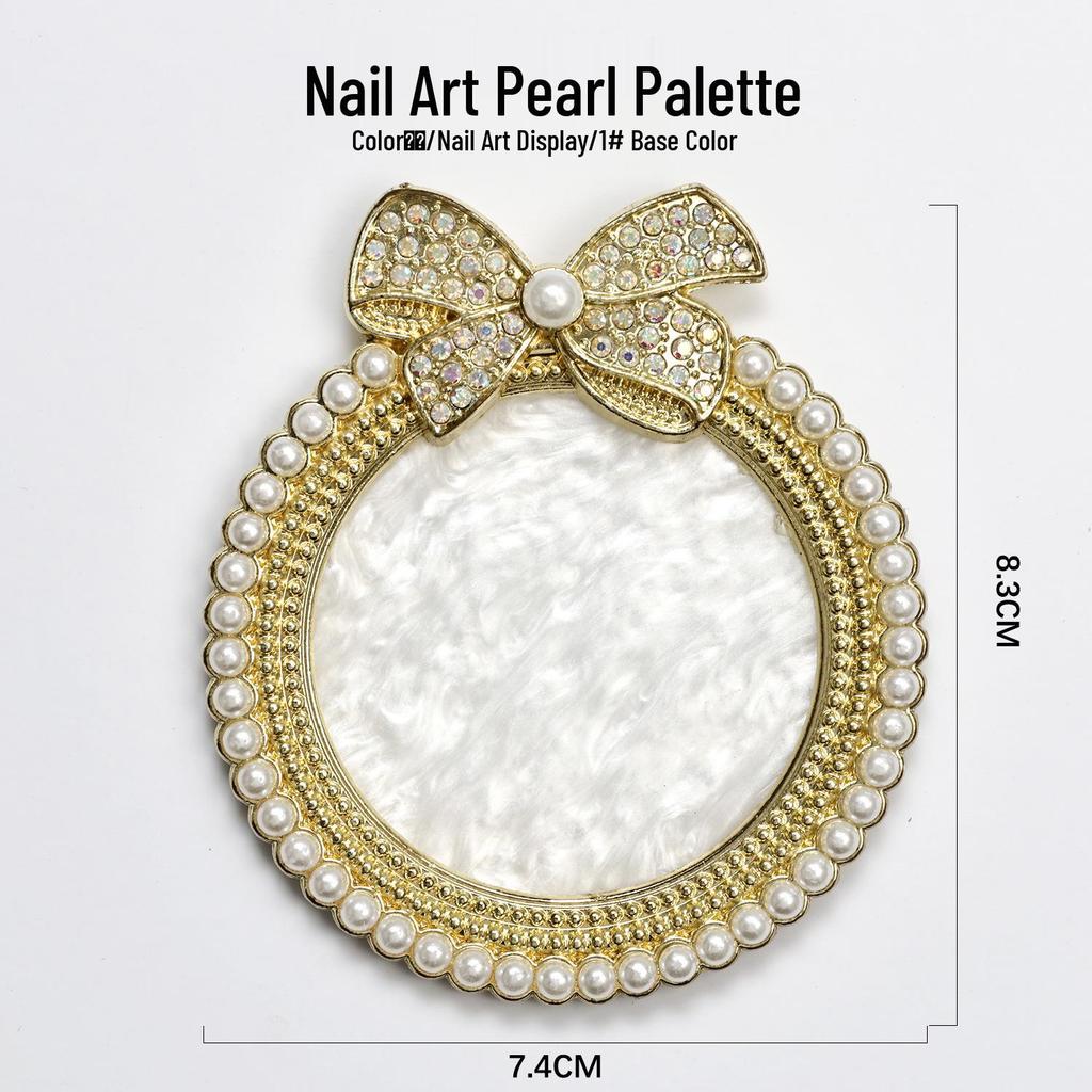 Gold Rim Pearl Rhinestone Bow Agate Resin Nail Art Display Board