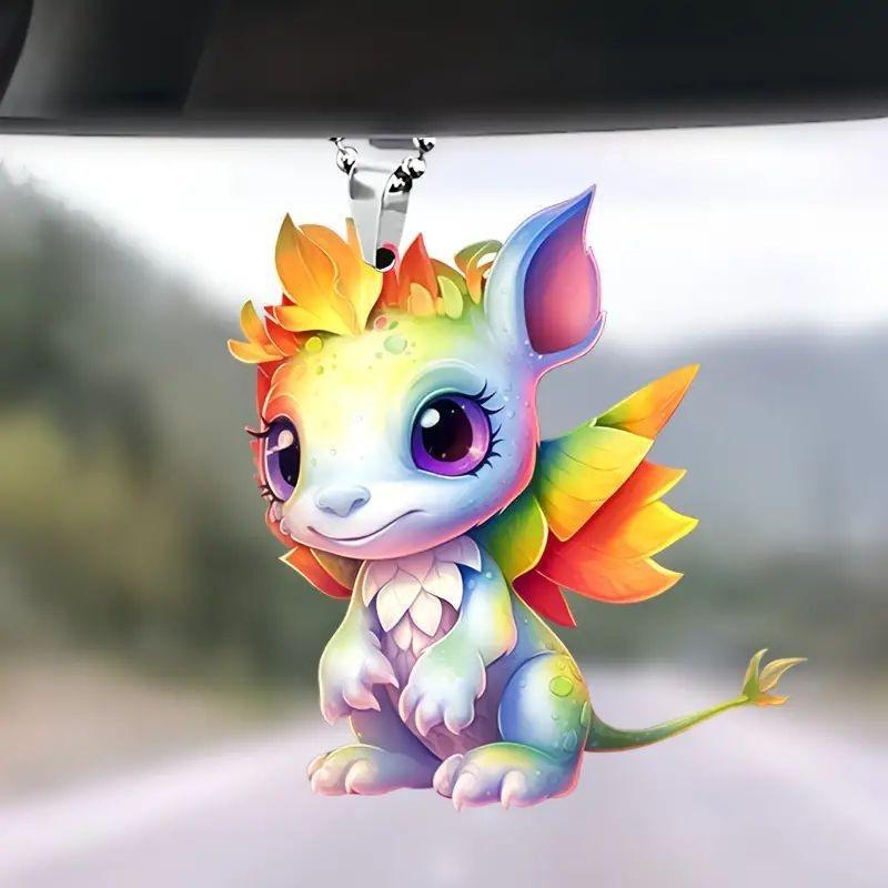 Cartoon Colorful Acrylic Rearview Mirror Decorative Pendant For Car Accessory Interior
