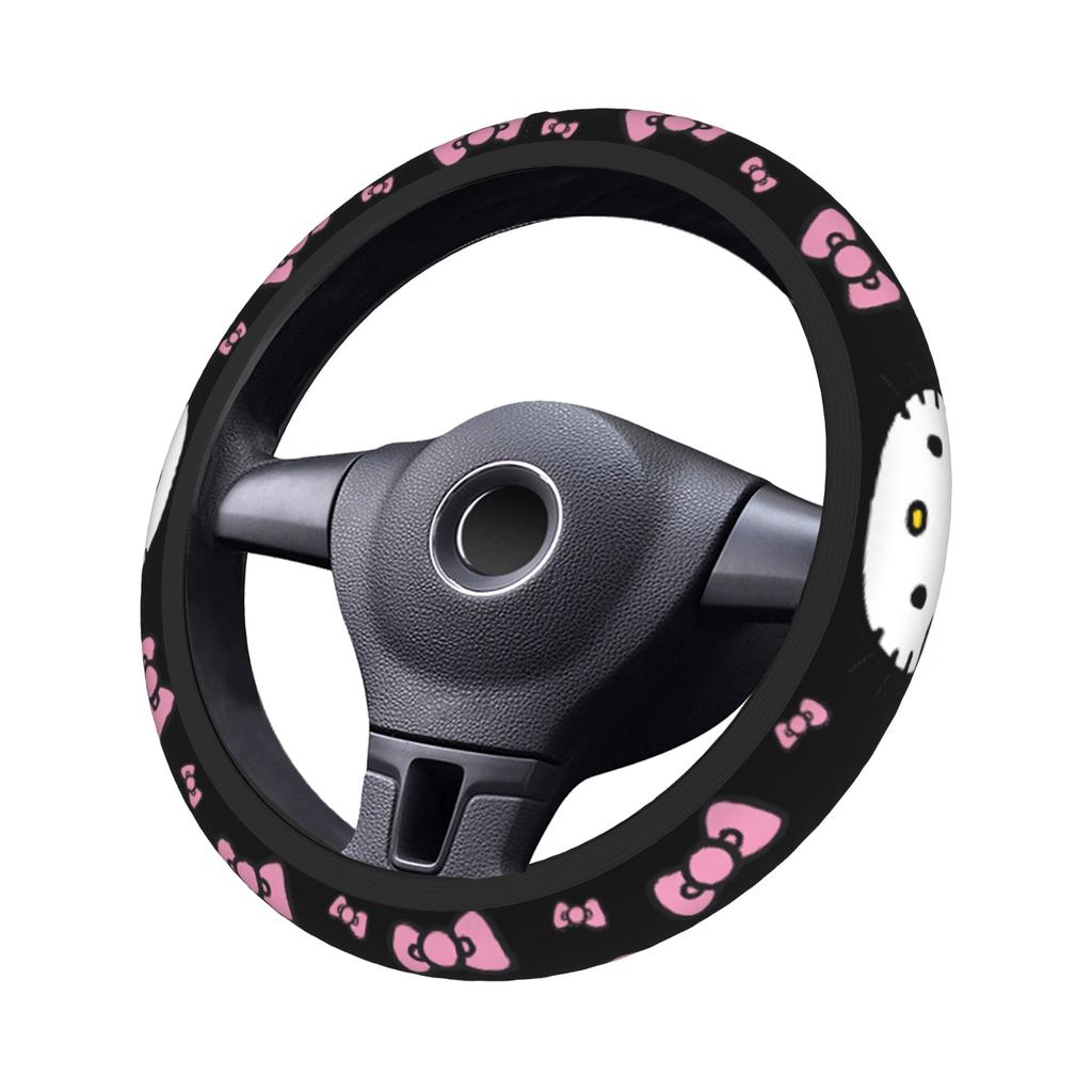Kittys Cartoon Car Steering Wheel Cover 38cm Steering Wheel Protective Cover Auto Decoration Interior Accessories