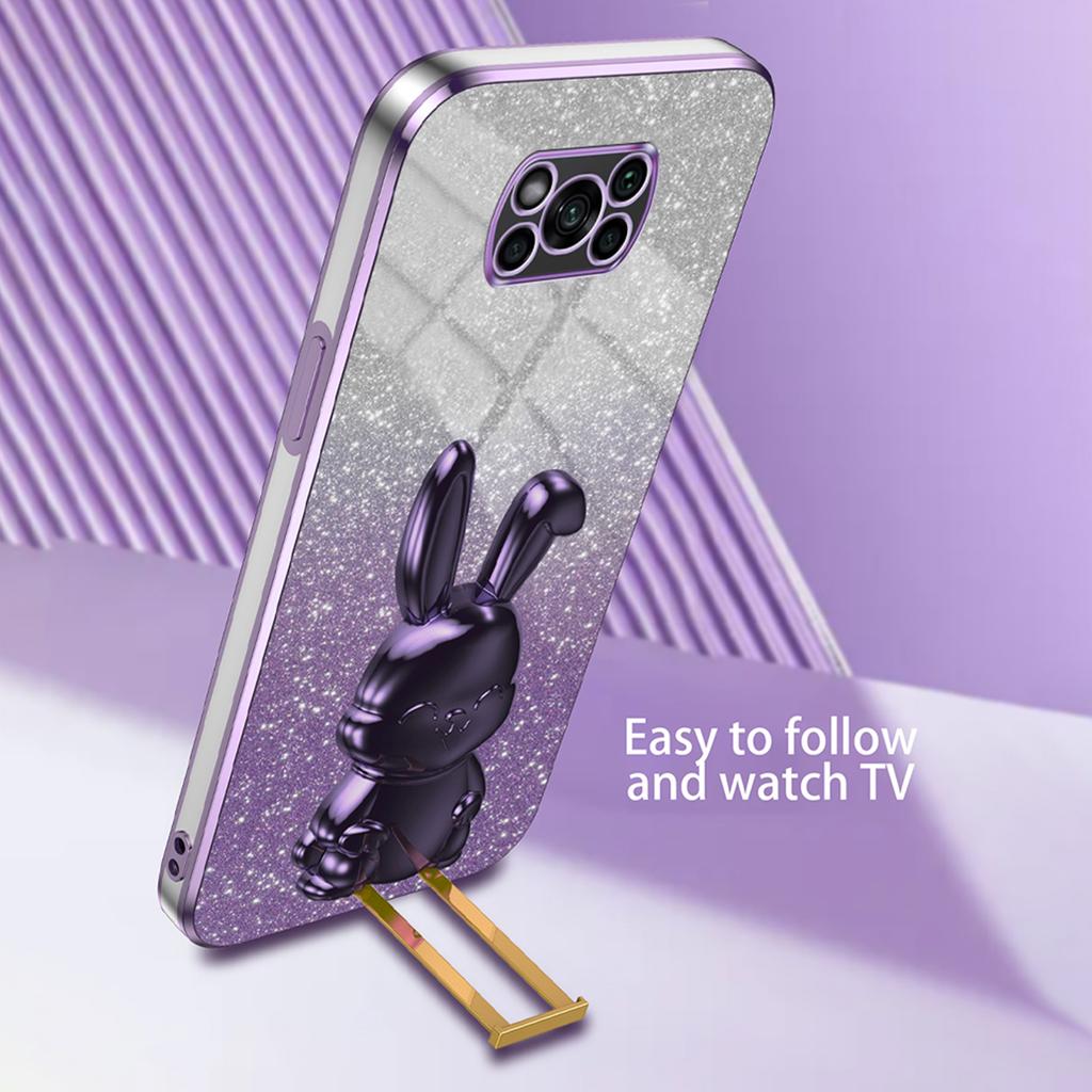 Pro Xiaomi Poco X3/Poco X3 NFC Elektroplatingový kryt na mobilní telefon Výsuvný stojánek PC+TPU Kryt