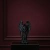 3D Printed Sculpture Decoration, Dark Gothic Angel Decoration with Detailed Feather Texture, Matte Black Figurine for Home Office Halloween Gift