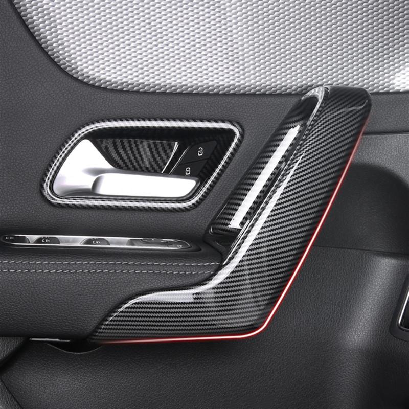 Painel de decoração de maçanetas internas de carro em fibra de carbono para porta, moldura de porta, guarnição para Mercedes Benz Classe A W177 CLA