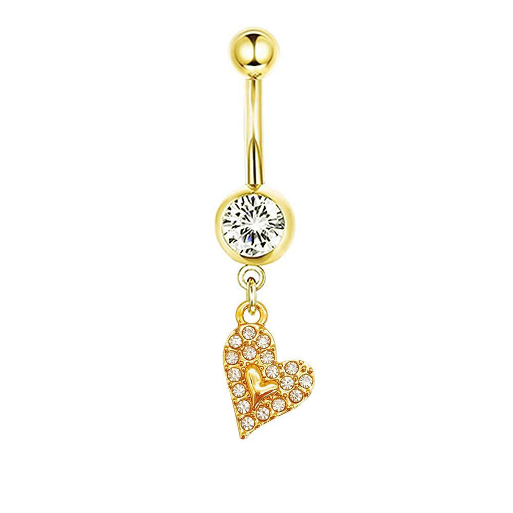 1Pcs Stainless Steel Long Navel Nail Butterfly Heart Five-pointed Star Pendant Navel Ring Piercing Jewelry
