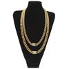 Luxury Heavy Cuban Link Chain Iced Out Rhinestones Triple Lock Stainless Steel Long Necklace Men Hiphop Rapper Jewelry