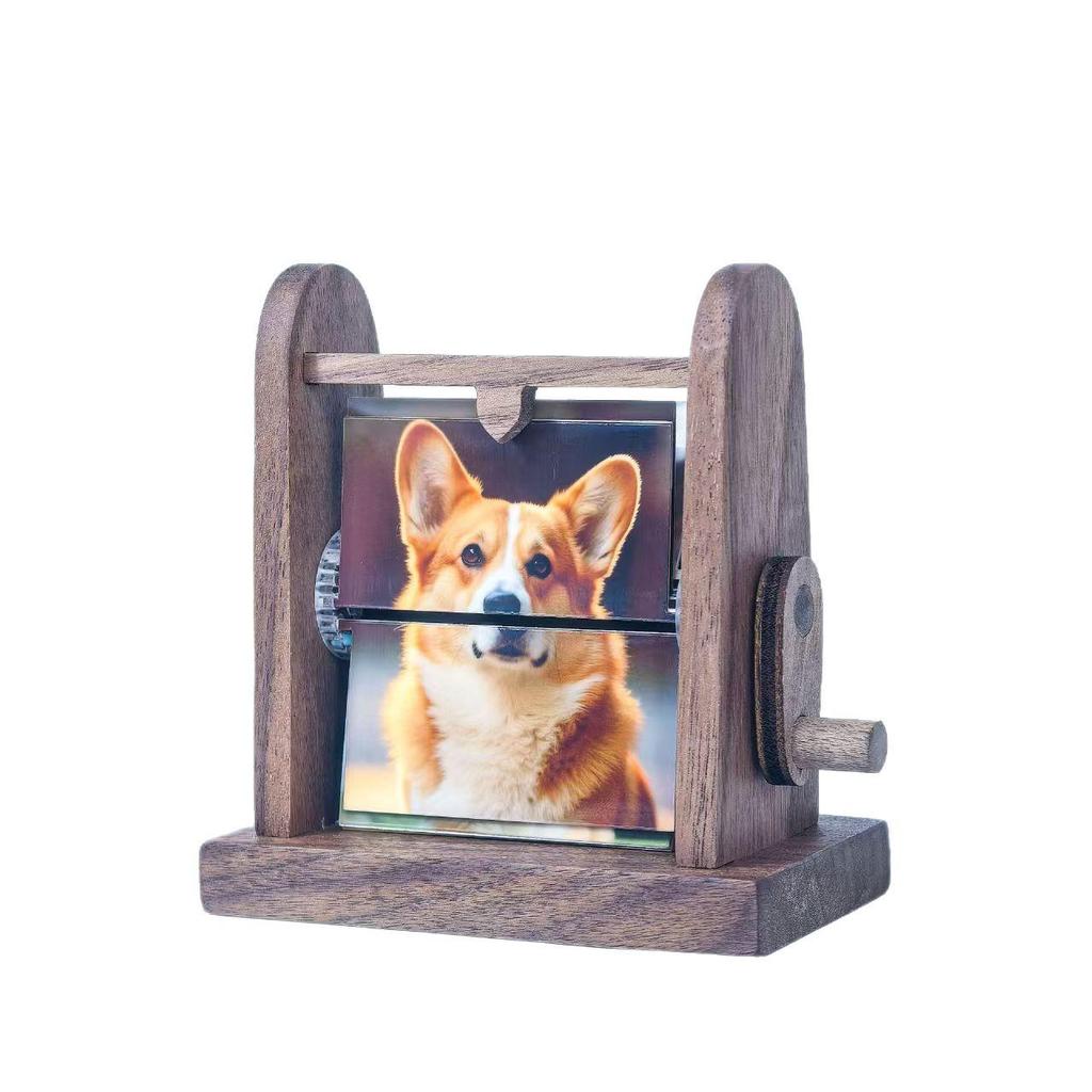 Custom Wooden Hand-Cranked Flip Photo Album Gift
