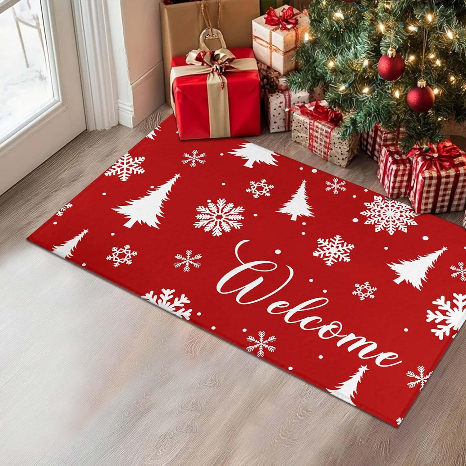 

VIAMA Рождественский коврик для приветствия в виде елки, коврики для пола на кухню, в прачечную, для помещений и улицы, праздничное украшение для дома 40x60cm 16x24inch