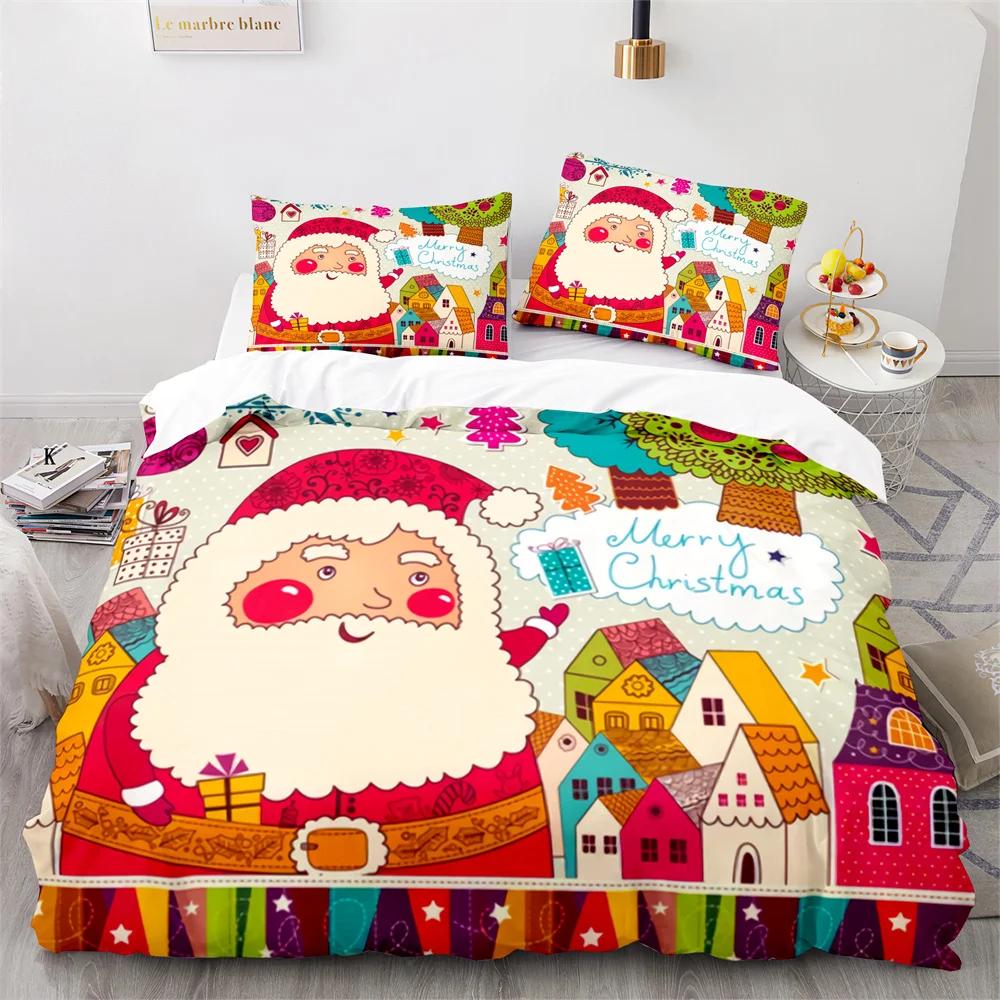 Merry Christmas Duvet Cover Red Santa Claus Theme For Kids Teens Children Women Boys Girls Happy New Year Decoration Quilt Cover