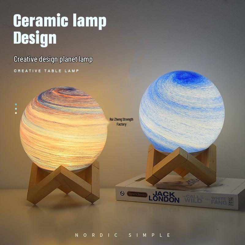 Creative Planet Moon & Starry Sky Projector: Remote-Controlled Night Table Lamp for Bedroom Atmosphere