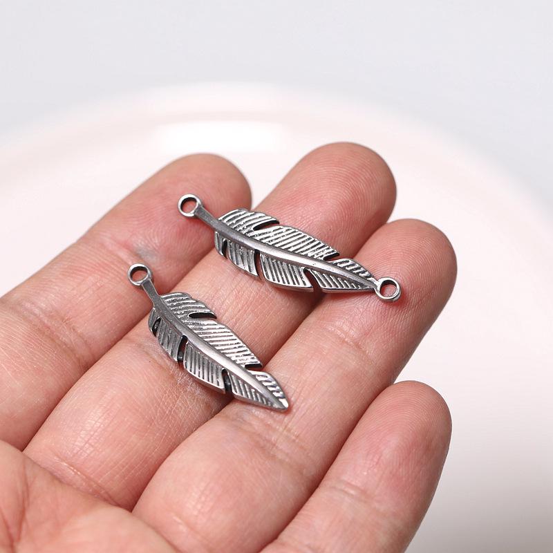 Titanium & Stainless Steel Feather Charms for DIY Jewelry - Pendants for Bracelets & Necklaces.