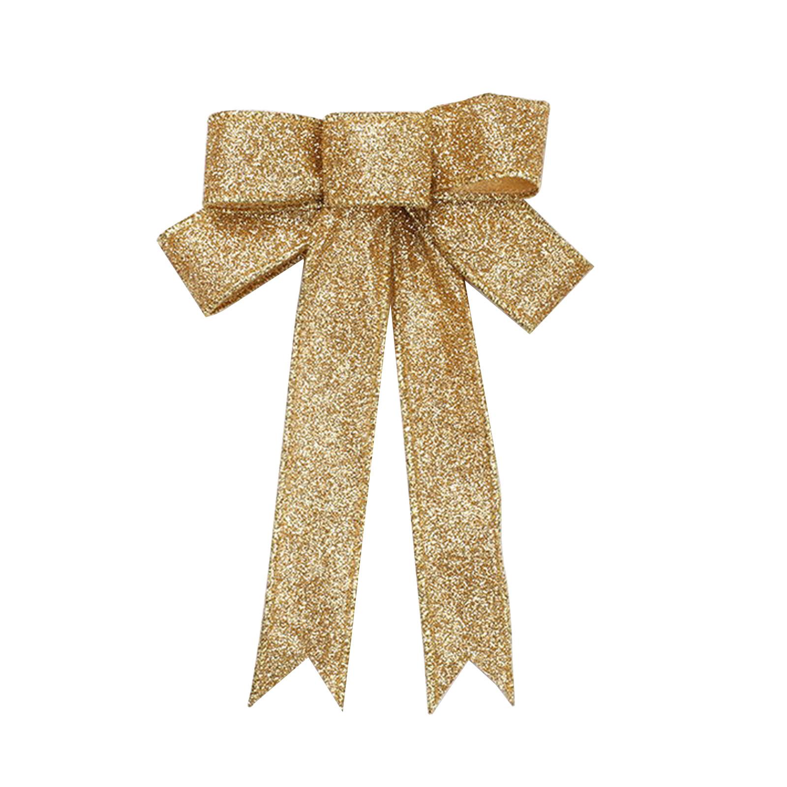 

Ленточный венок, бант шириной 10 дюймов, длинный хвост 18 дюймов, лента для рождественской елки, зимние украшения, рождественский декор, декор входной двери One Size золотой