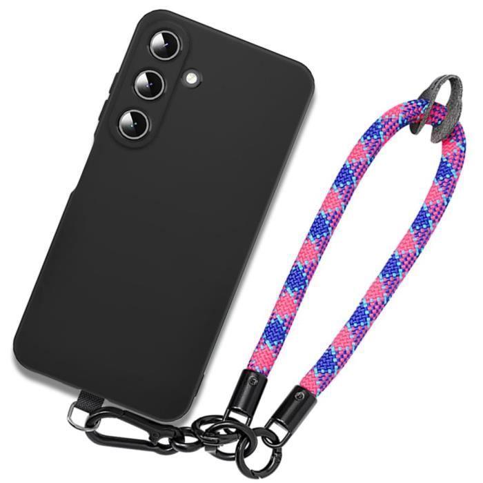 Coque pour samsung galaxy a25 5g, protection antichoc en silicone hybride avec dragonne tricolore amovible