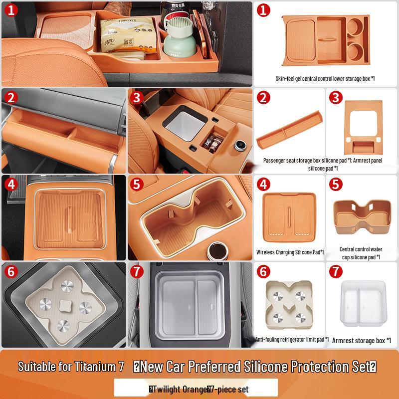 BYD Leopard 7 Silicone Center Console Storage Box with Partition Privacy Cover