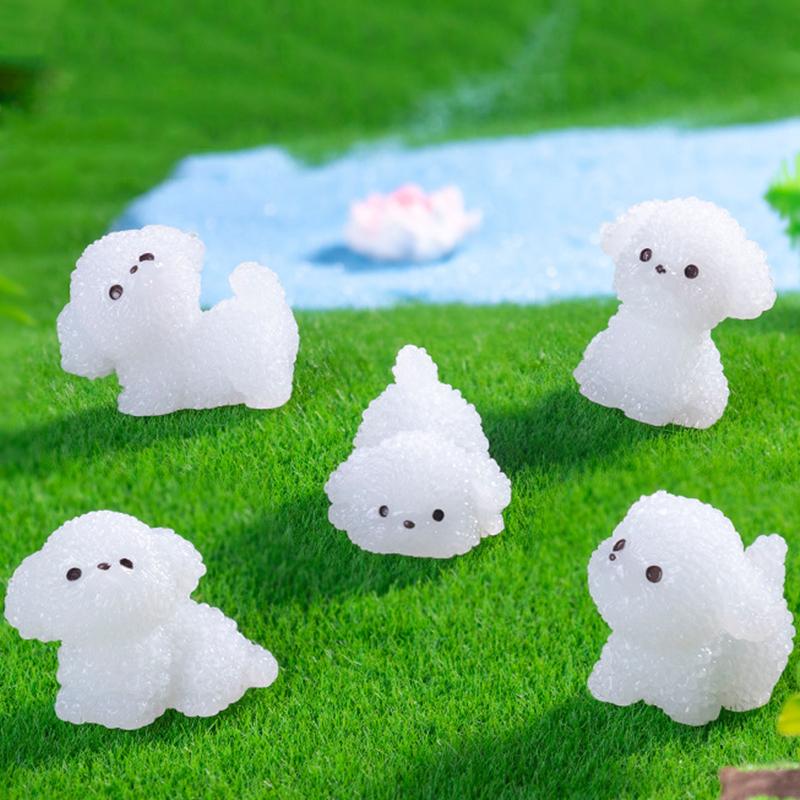 8PCS Cute Desk & Car Collectible Figurines Ornament Accessories Micro Landscape Luminous Puppy Glow in the Dark Home Decor 3x2.7cm