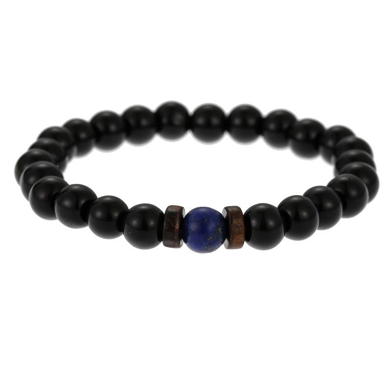 Volcanic and Black Iron Stone Couple Bracelets - Shining Gemstone Style.