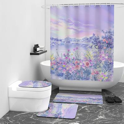 Oil Painting Digital Printing Shower Curtain Bathroom Blocking Waterproof Curtain