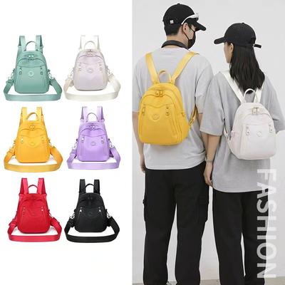 Solid Color Backpack Large Capacity Nylon Lightweight Backpack