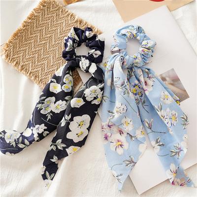 Hair Tie Floral Print Long Ribbon Hair Rope Easy To Wear