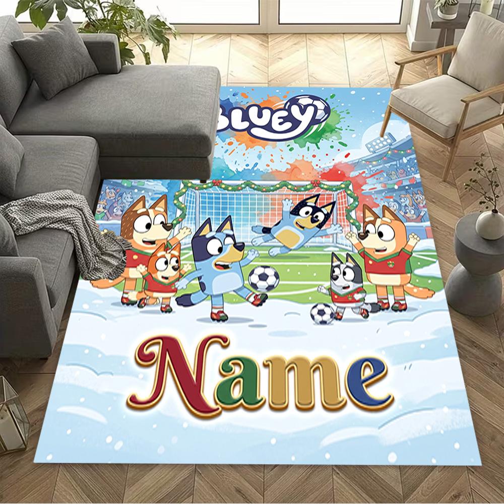 Winter Soccer Fun Personalized Name Floor Rug Office Rug Suitable for Study room Hallway Dining Room Living Rooms Anti-slip Rug Decorate Offices