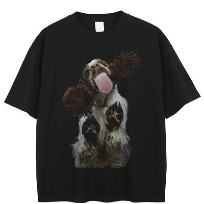 Streetwear Lustiges Hunde-Grafik-Unisex-T-Shirt Baumwolle T-Shirt Unisex Tops Tees Sommer Kurzarm T-Shirt