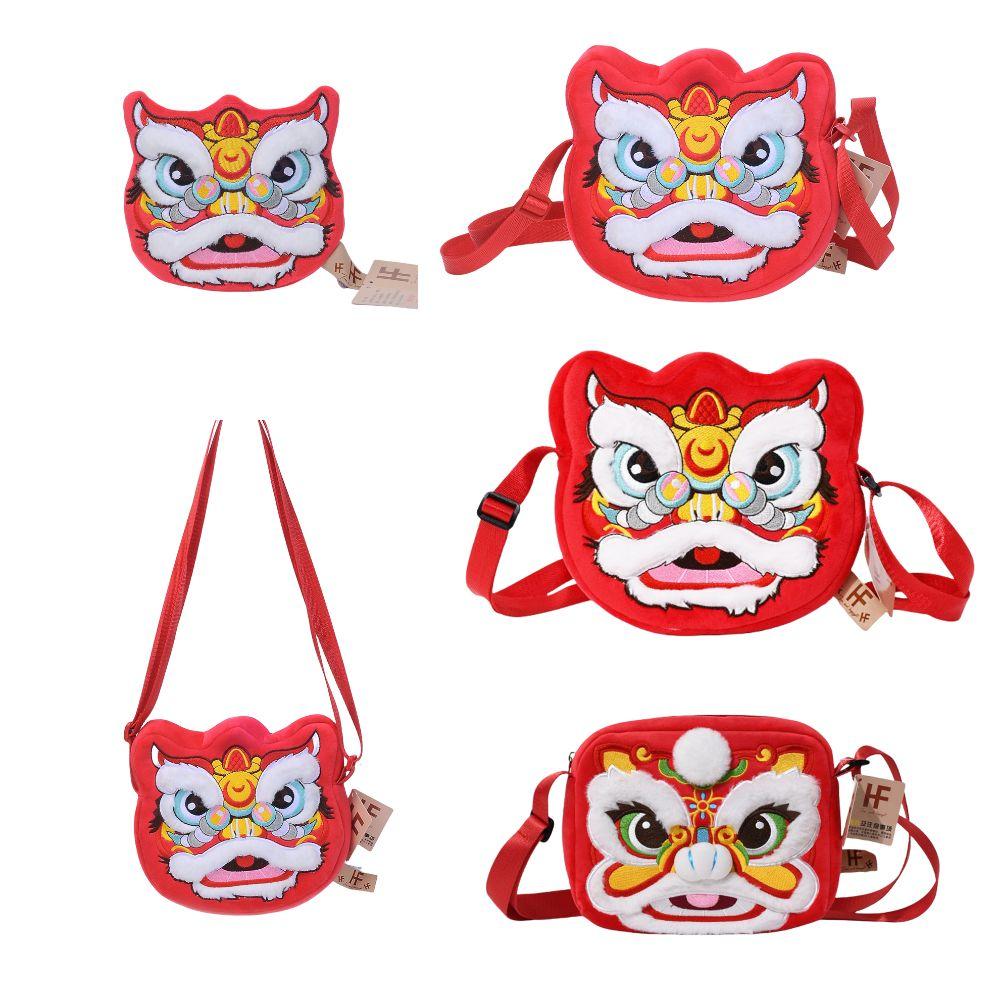 Soft Lion Dance Shoulder Bag Plush Red Lion Coin Pruse  Pay a New Year Call