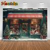 Mocsicka Christmas Shop Backdrop Photography House Tree Party Children Baby Photo Background Snow Gifts Store Decorations Banner