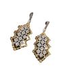 Lace Honeycomb Star Glow Gemstone Earrings Vintage Plated 18K Gold, Curved Brushed, Bell Zircon Necklace Ring