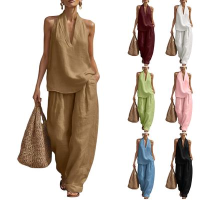 Women's Fashion Sleeveless Loose-Fitting Off-the-Shoulder Casual Two-Piece Set
