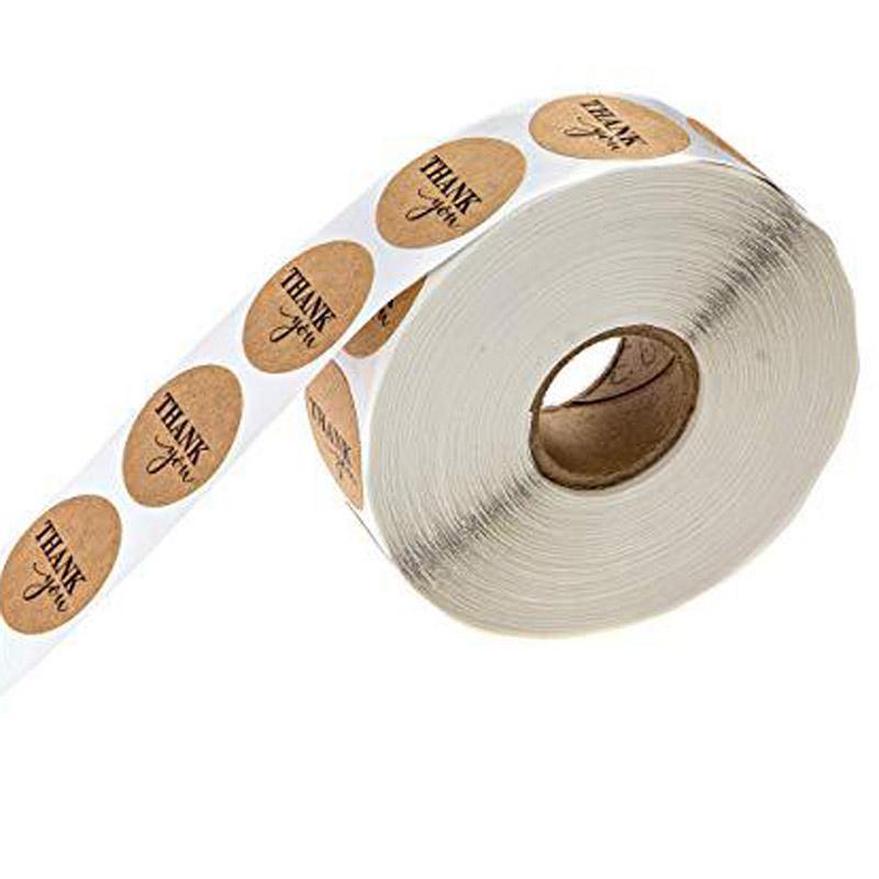 50 Labels per wad Round Natural Kraft Thank You Sticker seal labes Hand Made With Love Sticker Paper Stationery sticker 1 inch
