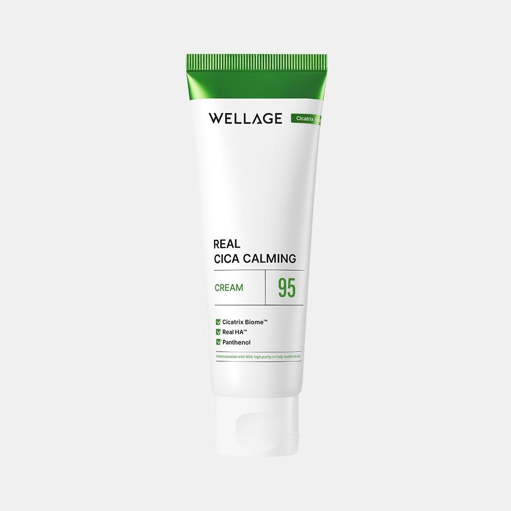 WELLAGE Real Cica Calming 95 Cream Soothing Hydration 50ml Korean Face Moisturizer