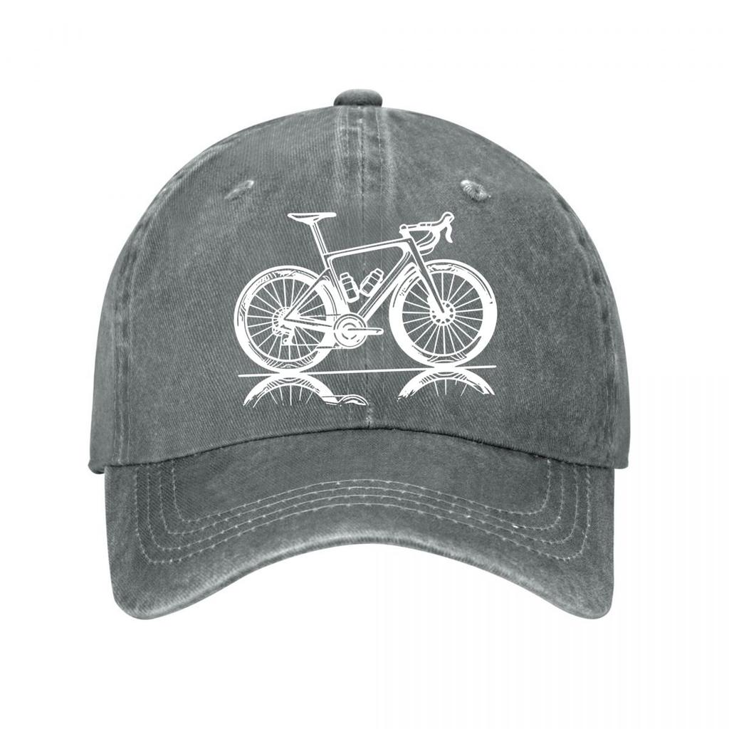 Road Bike Printed Baseball Cap Speed Bike Print Stylish and Adjustable Washed Baseball Cap