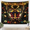 Halloween Boho Moth Tapestries Gothic Nature Wall Tapestry Boho Exotic Vintage Floral Black Wall Art For Kids Teens Youth Women