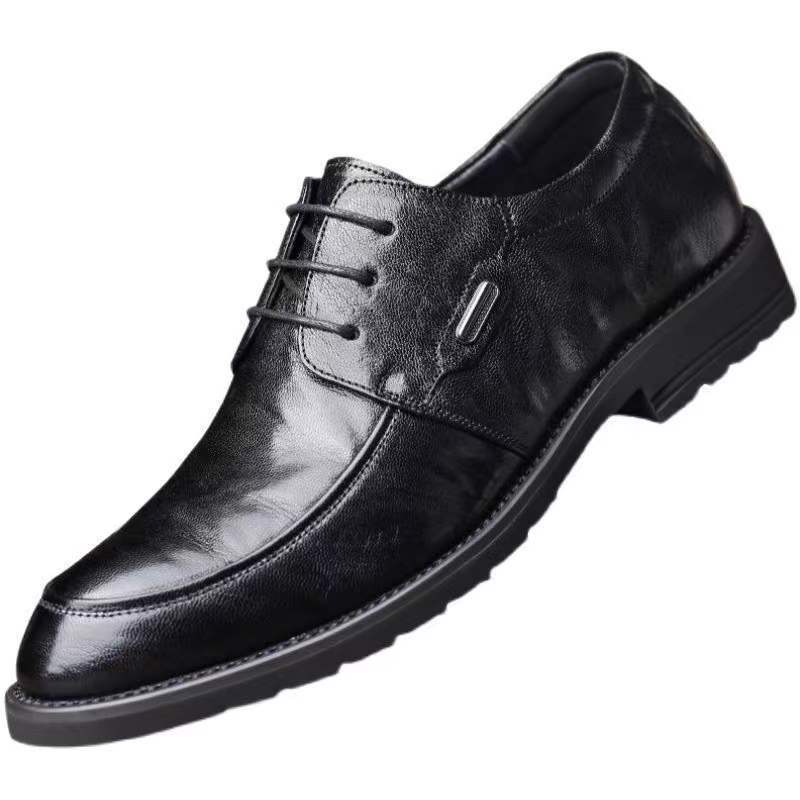 Sheepskin Leather Breathable Men'S Shoes Men'S Business Dress Derby Shoes British Trend Soft Top Layer Sheepskin Casual Leather Shoes