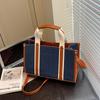 Denim Bag Women's Large Capacity 2025 New Autumn and Winter Casual Messenger Bag Portable Contrasting Color Commuter Tote Bag
