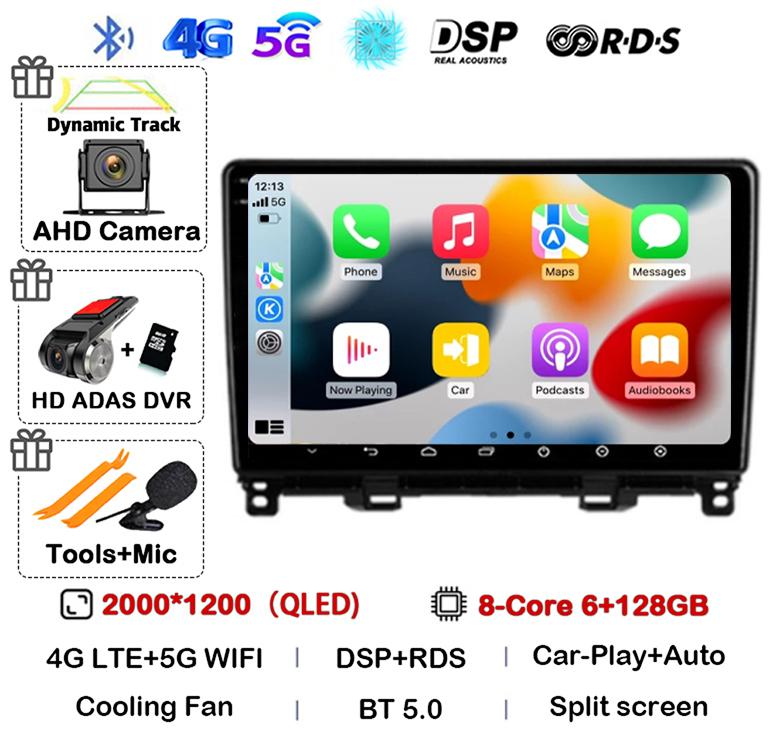 Android 14 Carplay Auto WIFI+4G For Honda Jazz 4 2020 2021 2022 Car Radio Multimedia Player Navigation GPS Stereo Head Unit DSP