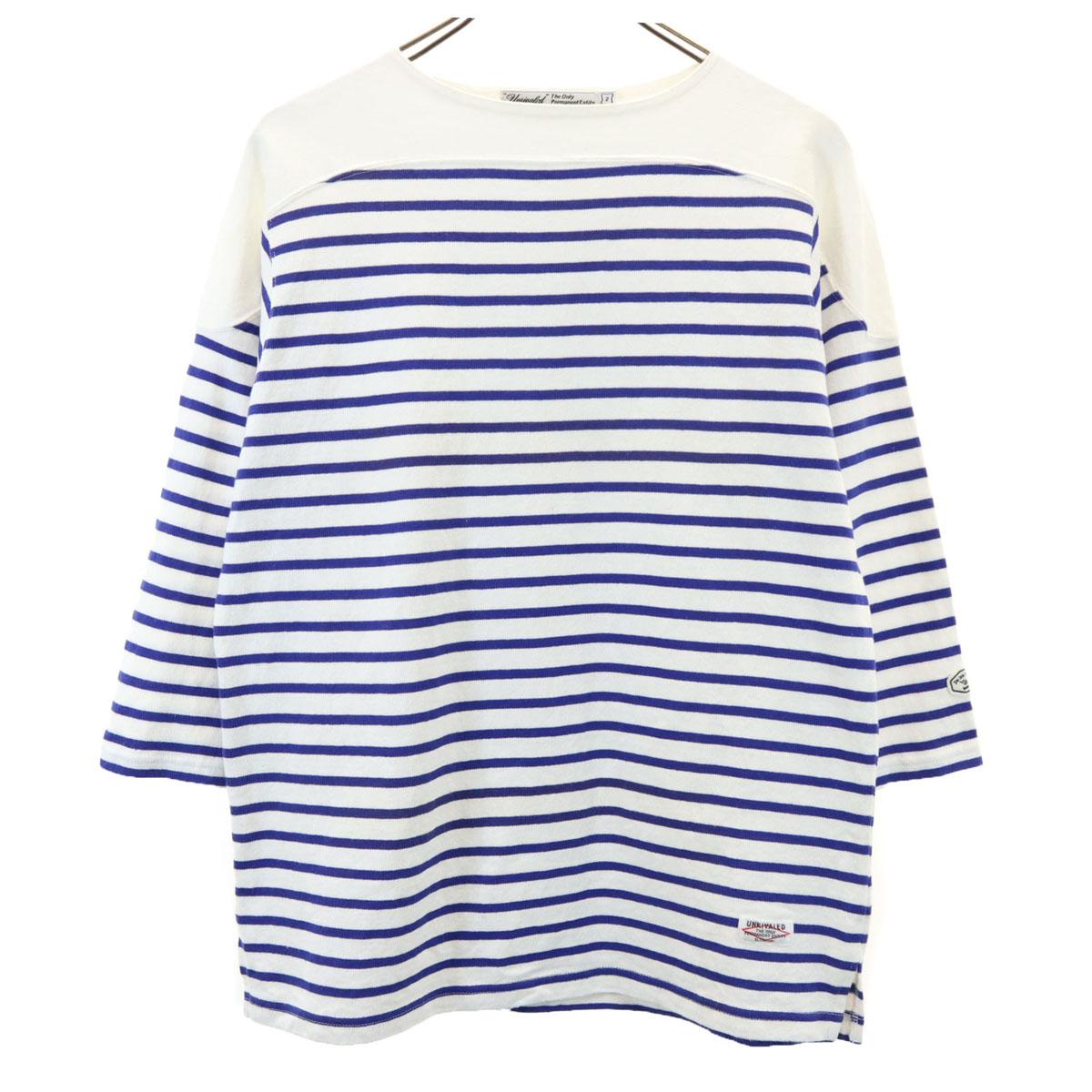 

UNRIVALED made in Japan Border Pattern 7 minutes sleeve Basque shirt 2 Men s Used