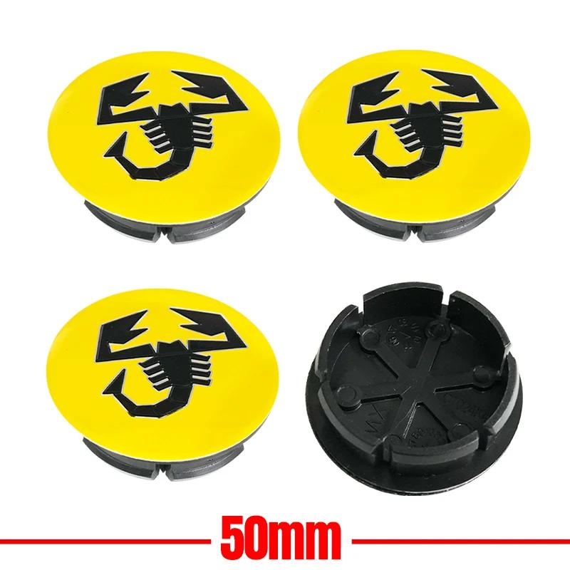 4pcs 3D 50mm logo car emblem Wheel Center Hub Cap auto Rim refit dust-proof badge covers emblem accessories For FIAT Abarth