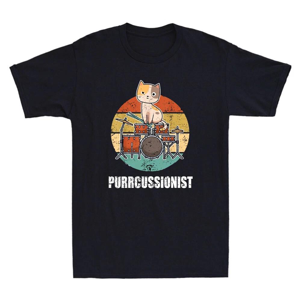 Purrcussionist Funny Percussion Drummer Drumming Drums Saying Kitten Cat T-Shirt XXL