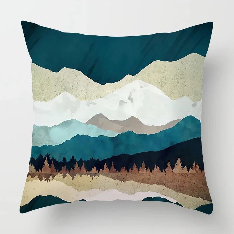 Nordic Mountains Moon Sunrise Metal Painting Pillowcase Sofa Decoration Cushion Cover 40*40 Home Decoration Cushion Cover 60*60