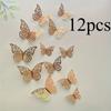12pcs 3D Colorful Butterfly Wall Stickers - Self-adhesive Hollow Paper for Living Room and Bedroom - Three-dimensional Wall Decoration