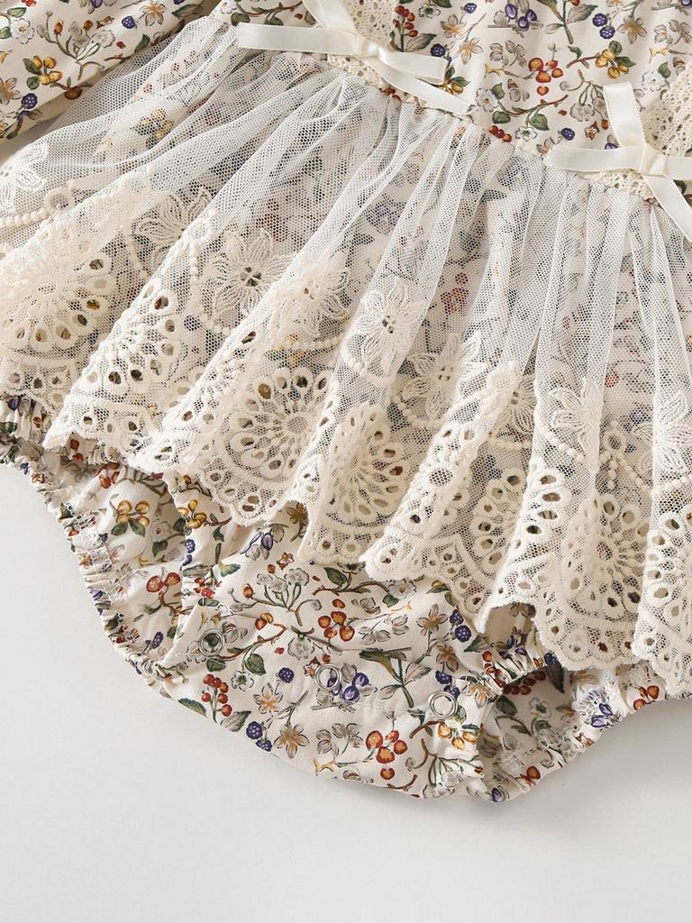 Newborn Girl's Lace Romper - Summer Short Sleeve Princess Outfit for 100 Days