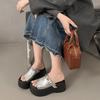 Open-toed muffin thick-bottomed one-word slippers, women's 2025 new models are absolutely perfect, wear small people to increase their height, casual 