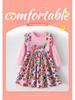 New Autumn European & American Style Girls' Floral Bow Long-Sleeve Princess Dress