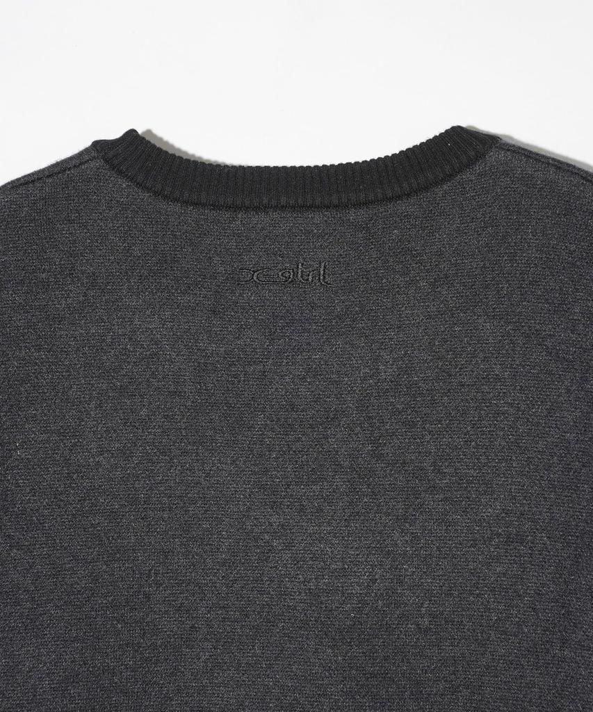 NOISE LINE KNIT BLACK X-girl V-NECK TOP, Women's,