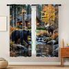 Wildlife Forest Curtains 2pcs – Black Bear & Moose in Autumn Woods, Rustic Cabin Scene for Bedroom and Living Room Decor