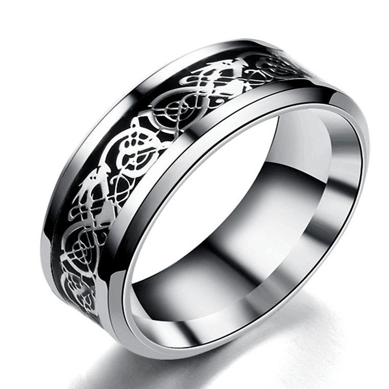 Bague Tendance pour Homme Motif Dragon Dominateur Acier Titane - Mode Européenne et Américaine