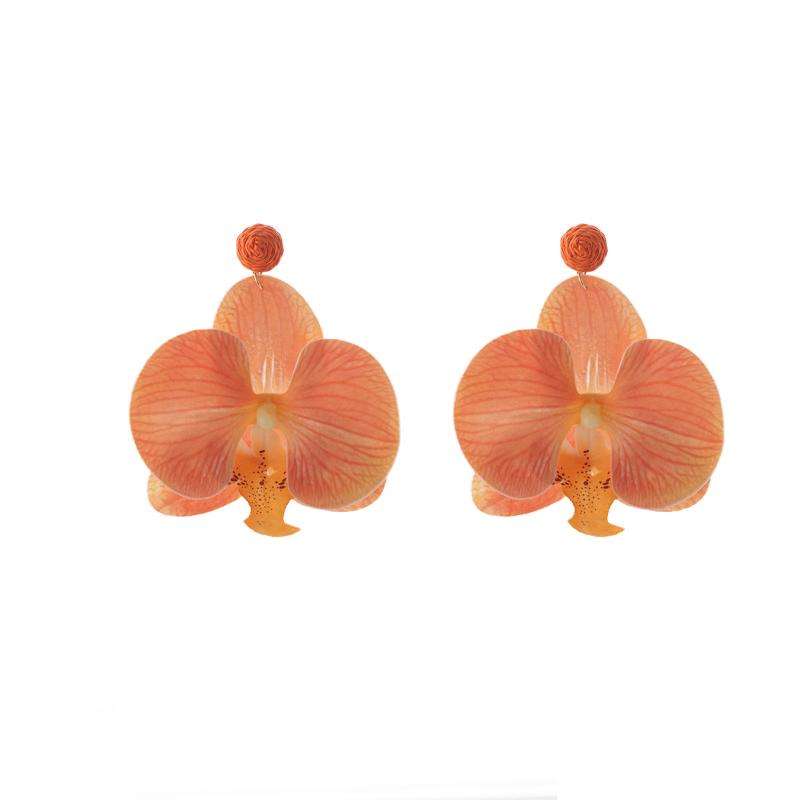 Symulowane Kolczyki z Orchideą Motylkową, Biżuteria Plażowa, Stop, Kolczyki Wiszące z Kwiatami, Akcesoria Jubilerskie, Styl Koreański
