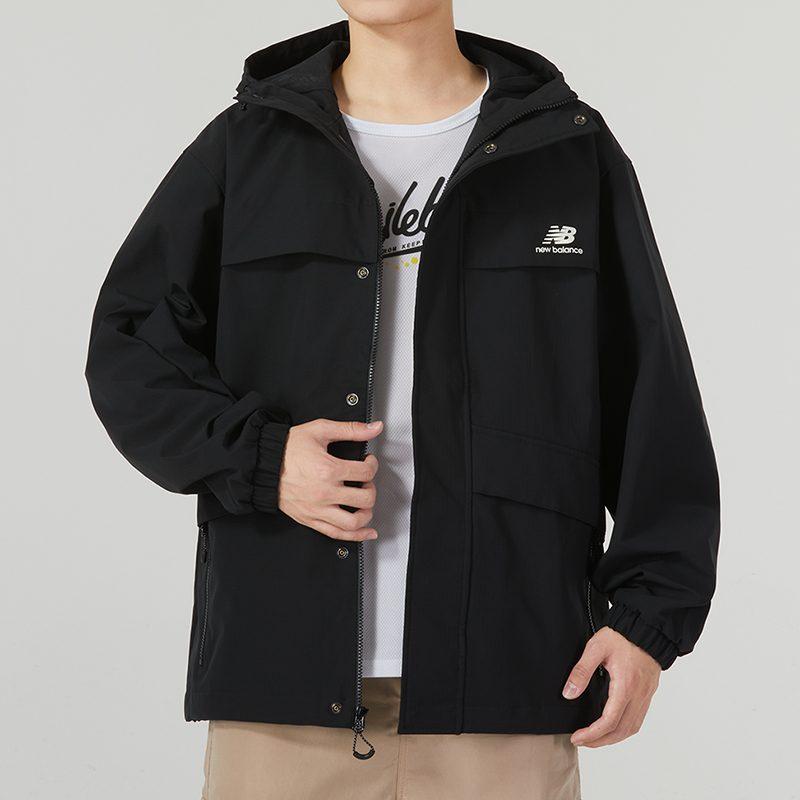New Balance Jackets Men's Black Hooded Moderate Other AMJ33359-BK