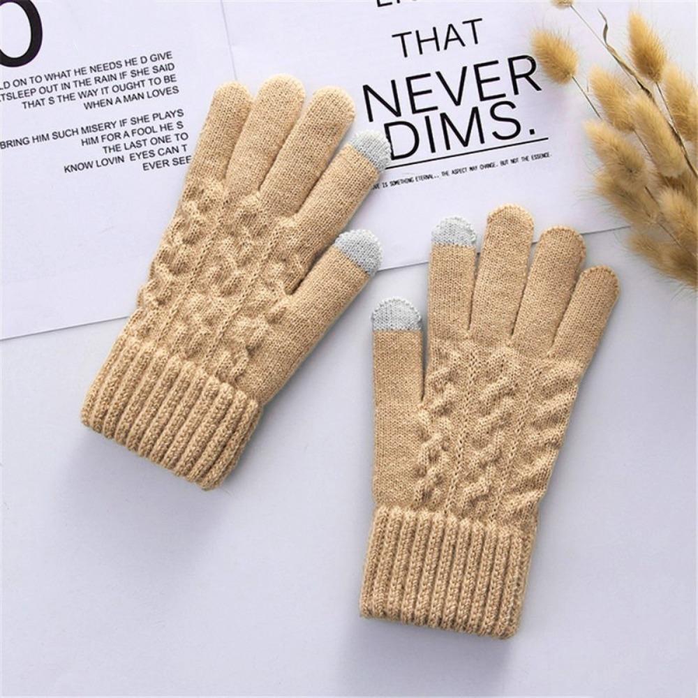 Gants d'extérieur coupe-vent en peluche pour hommes et femmes, moufles, gants tricotés pour femmes, automne hiver