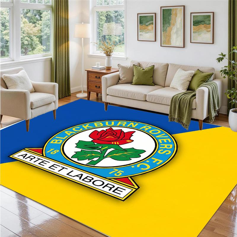 Blackburn Rovers Football Design Crystal Velvet Rug Soft Decorative Mat for Bedroom Entrance