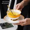 Bone China Tea Cup Saucer Spoon Set 200ml British Coffee Gold Porcelain Ceramic Teacup Cafe Espresso Drinkware